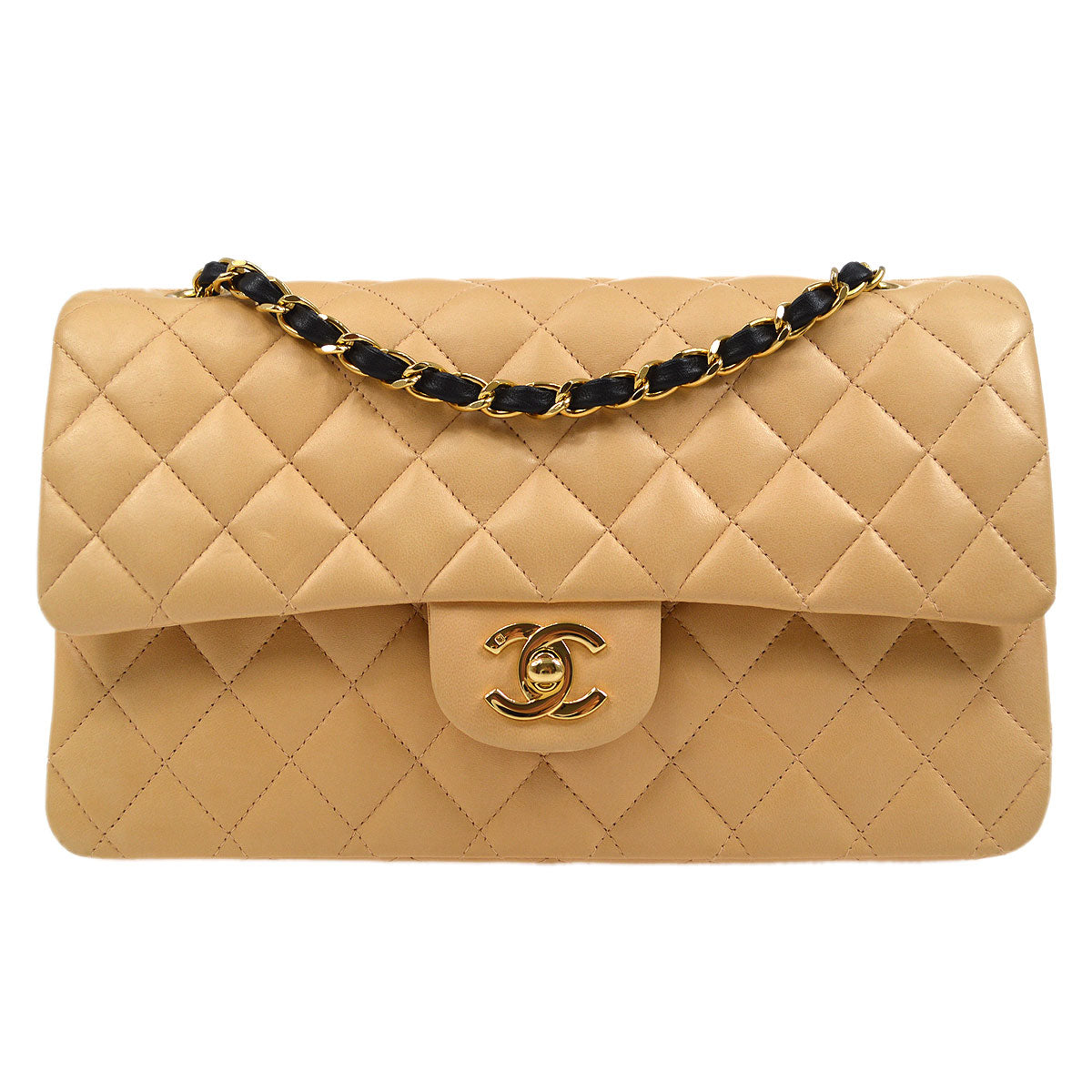 CHANEL 2004-2005 Classic Flap Medium Beige Lambskin