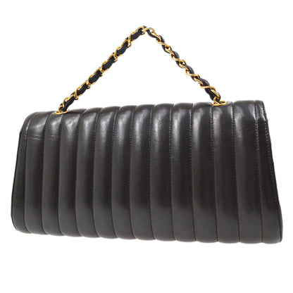 CHANEL 1994-1996 Black Lambskin Vertical Evening Bag