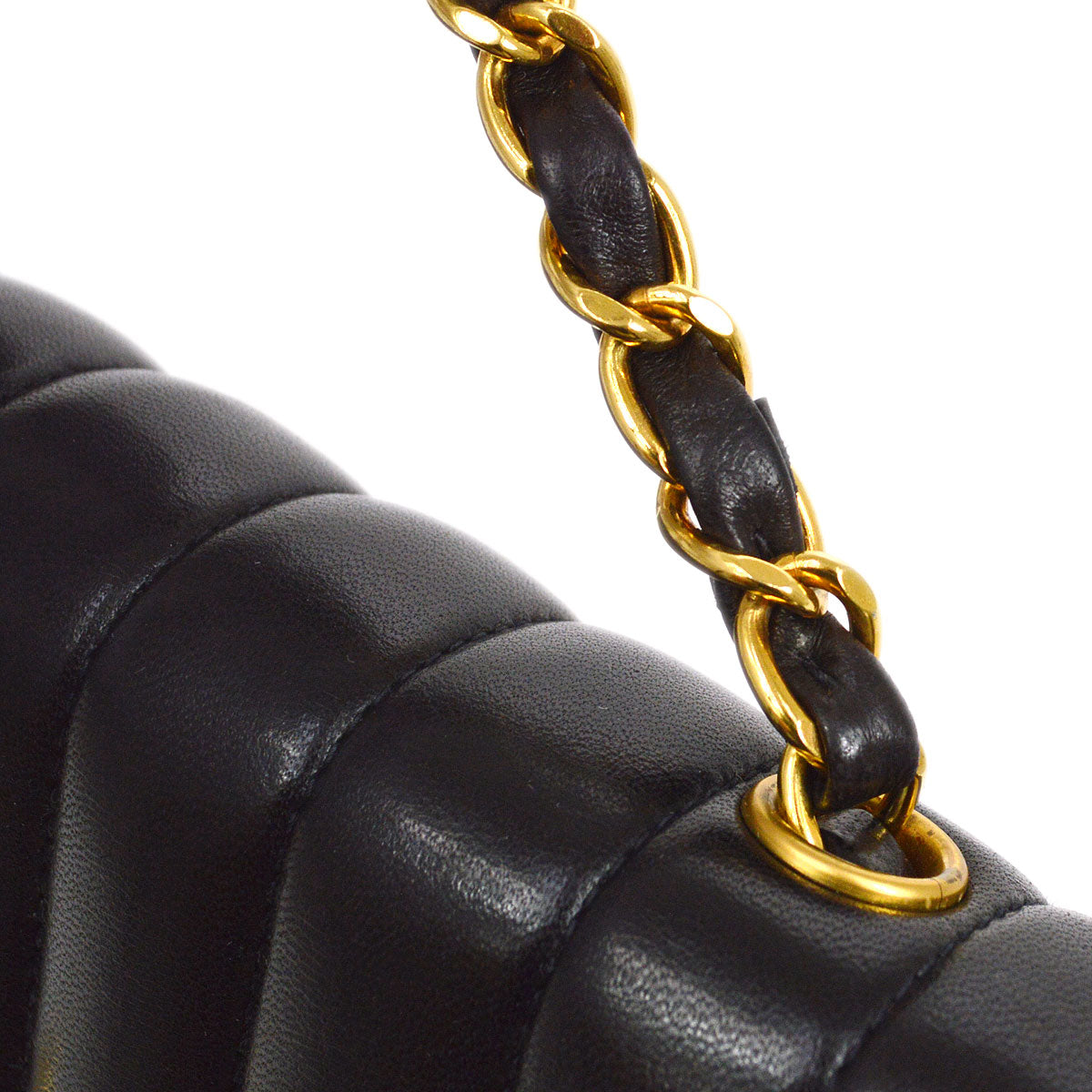 CHANEL 1994-1996 Black Lambskin Vertical Evening Bag