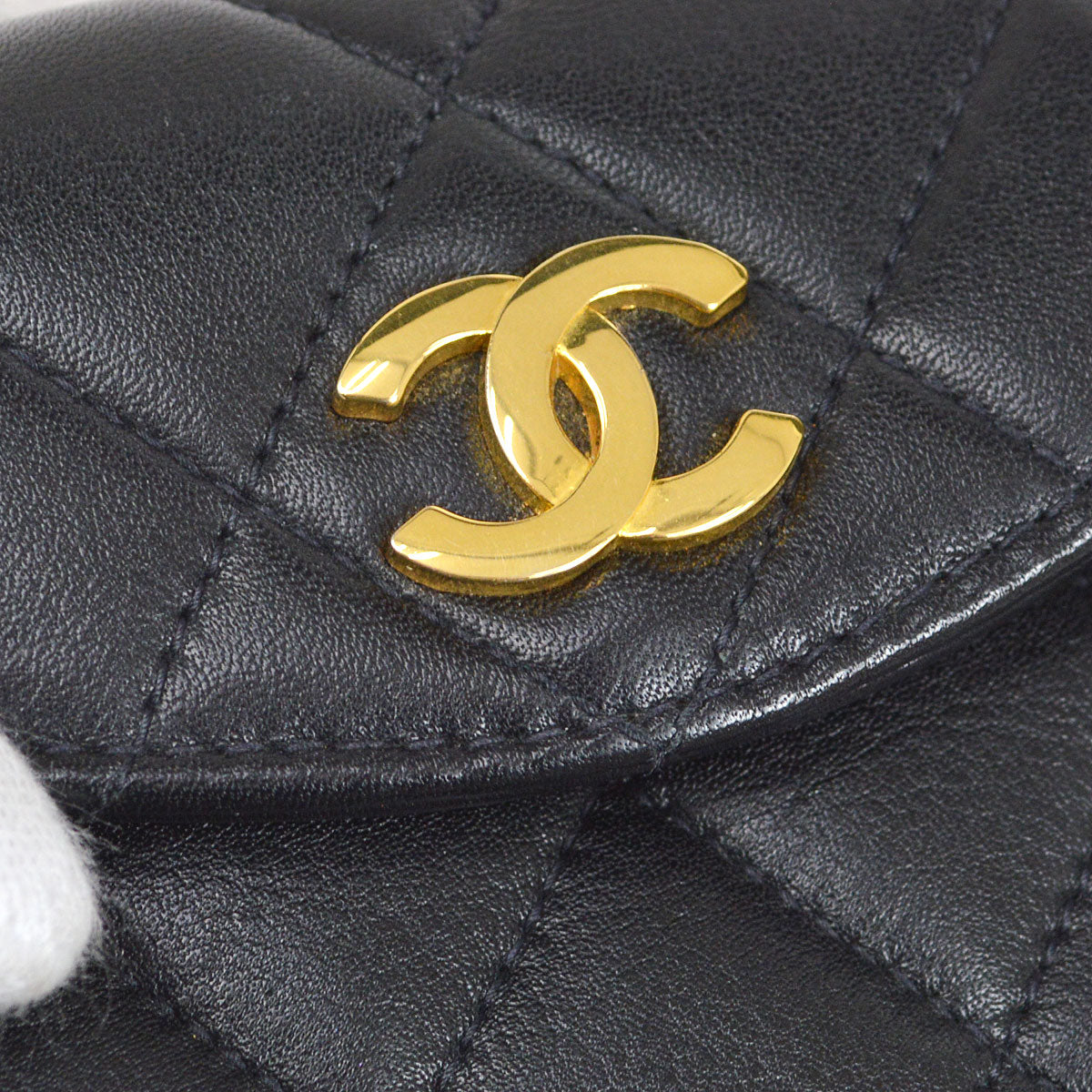 CHANEL 1994 Belt Bum Bag Black Lambskin #75