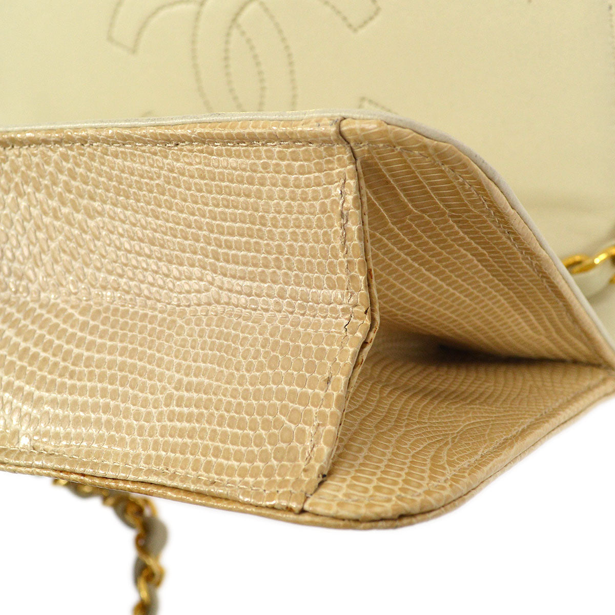 CHANEL * 1986-1988 Beige Pushlock Full Flap Mini