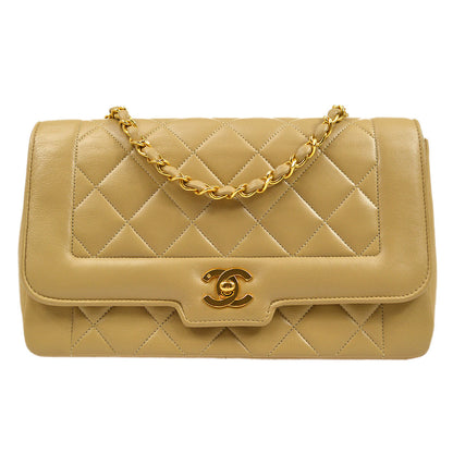 CHANEL 1986-1988 Beige Lambskin Border Flap Medium