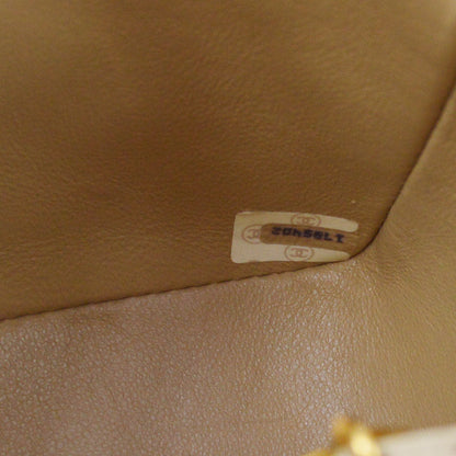 CHANEL 1986-1988 Beige Lambskin Border Flap Medium