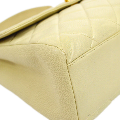 CHANEL 1996 Ivory Caviar Straight Flap Large