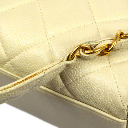 CHANEL 1996 Ivory Caviar Straight Flap Large