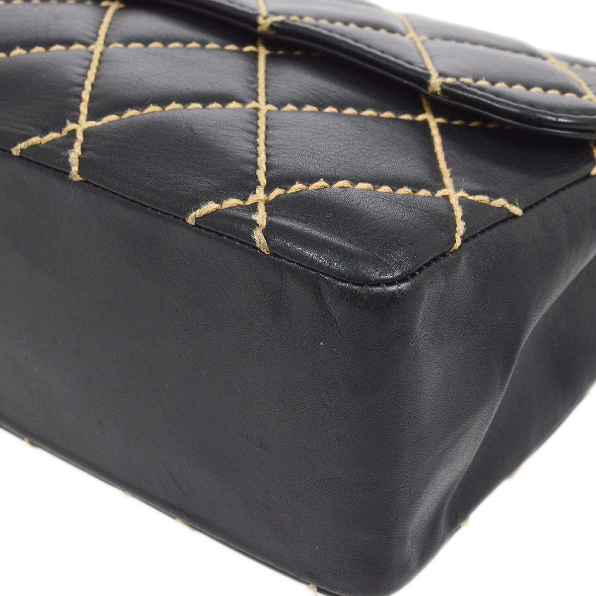 CHANEL 2000-2001 Gunmetal Hardware Wild Stitch Straight Flap Large