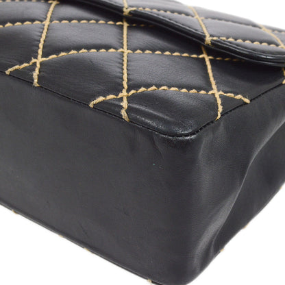 CHANEL 2000-2001 Gunmetal Hardware Wild Stitch Straight Flap Large