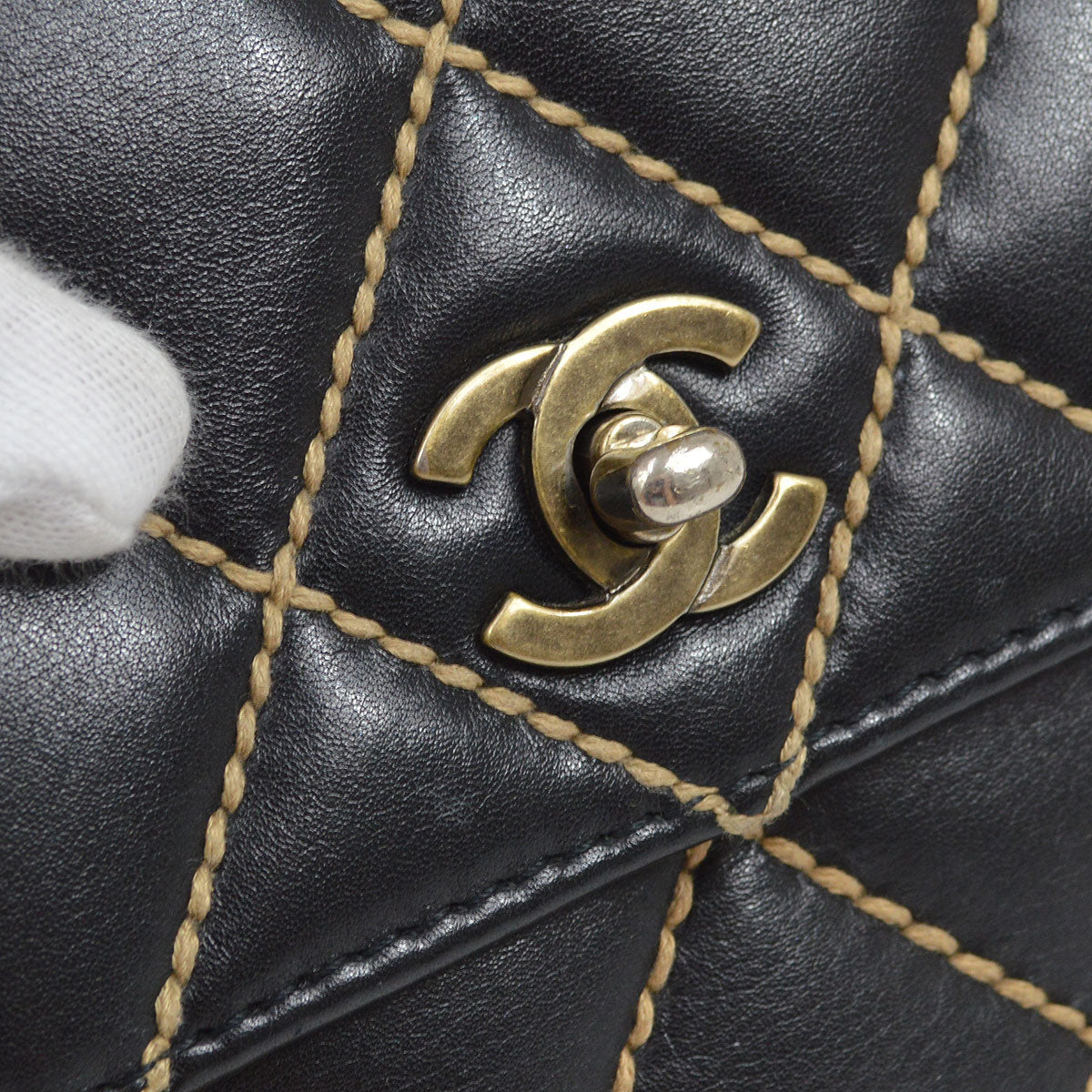CHANEL 2000-2001 Gunmetal Hardware Wild Stitch Straight Flap Large