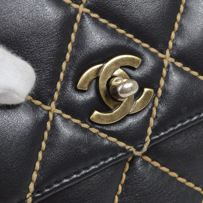CHANEL 2000-2001 Gunmetal Hardware Wild Stitch Straight Flap Large