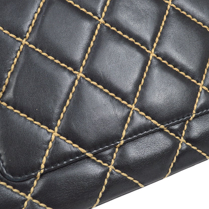 CHANEL 2000-2001 Gunmetal Hardware Wild Stitch Straight Flap Large