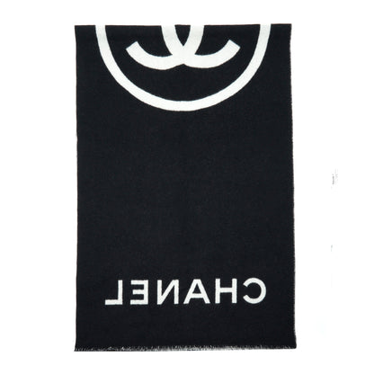 Chanel 21K Cashmere Scarf / Shawl Black And White