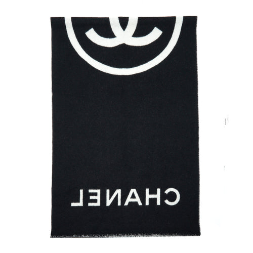 Chanel 21K Cashmere Scarf / Shawl Black And White