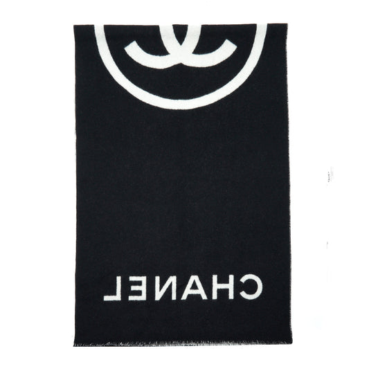 Chanel 21K Cashmere Scarf / Shawl Black And White