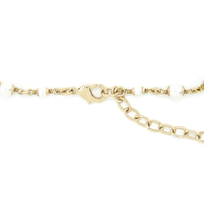 Chanel Letter And Pearl Choker Light Gold Tone