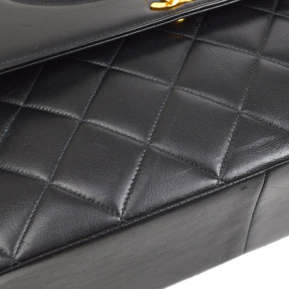 CHANEL 1991-1994 Chain Shoulder Bag Black Lambskin
