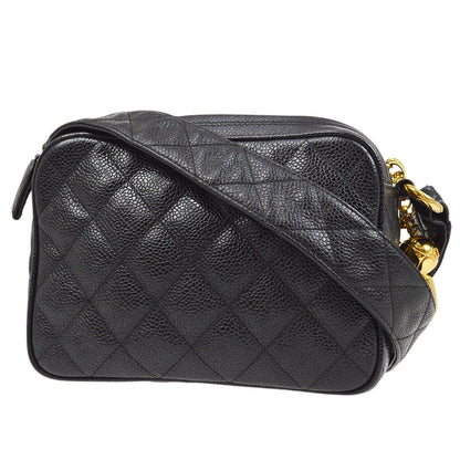 CHANEL 1991-1994 Black Caviar Diamond Camera Bag Mini