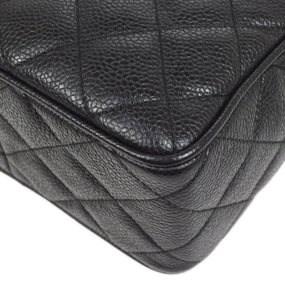 CHANEL 1991-1994 Black Caviar Diamond Camera Bag Mini