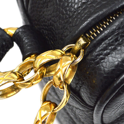 CHANEL 1991-1994 Black Caviar Diamond Camera Bag Mini