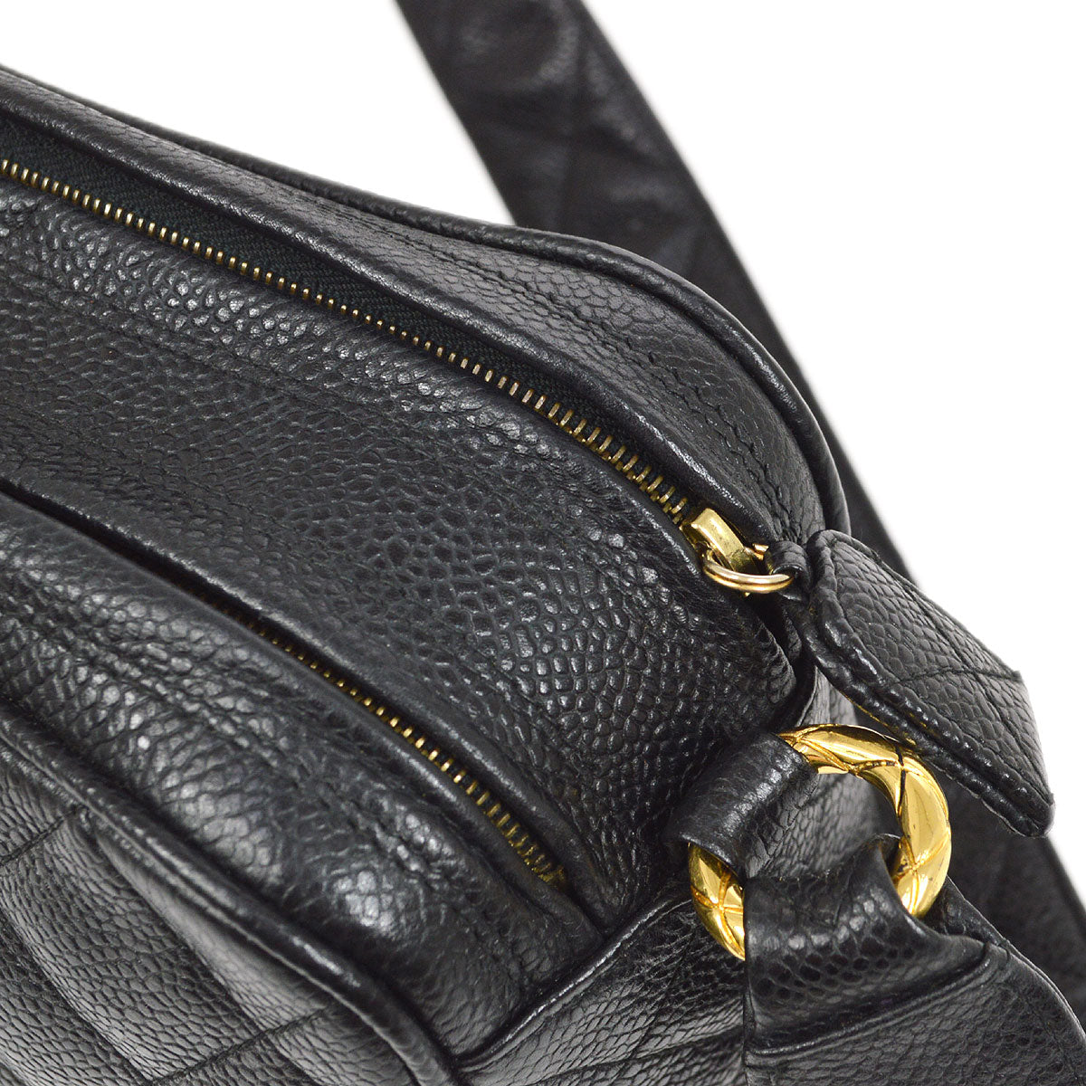 CHANEL 1991-1994 Black Caviar Diamond Camera Bag Mini