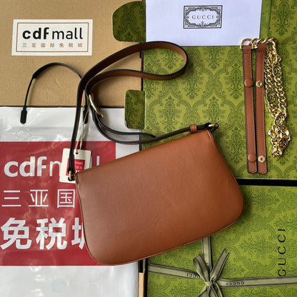 Gucci BLONDIE SHOULDER BAG 28 IN BRONZE BROWN LAMBSKIN GOLD HARDWARE