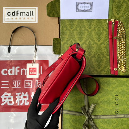 Gucci BLONDIE SHOULDER BAG 28 IN RED LAMBSKIN GOLD HARDWARE