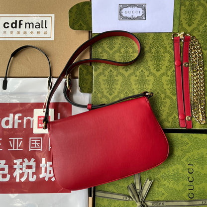 Gucci BLONDIE SHOULDER BAG 28 IN RED LAMBSKIN GOLD HARDWARE