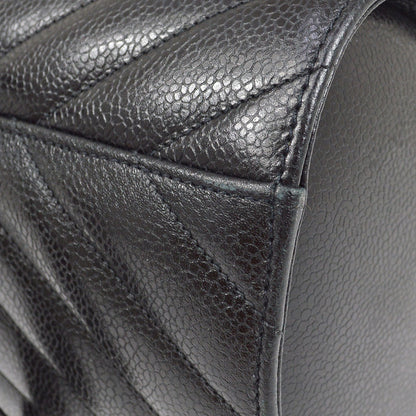 CHANEL 1996-1997 Black Caviar Chevron Vanity Handbag