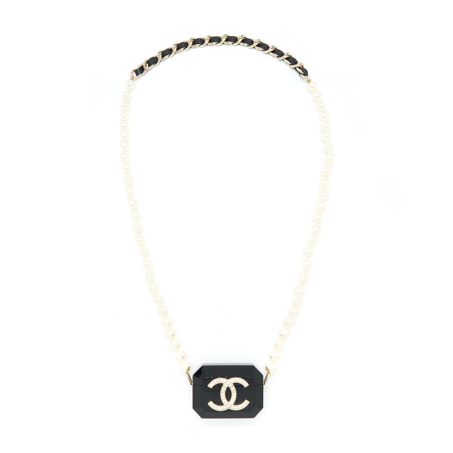 Chanel AirPods Case With Pearl Chain Black LGHW