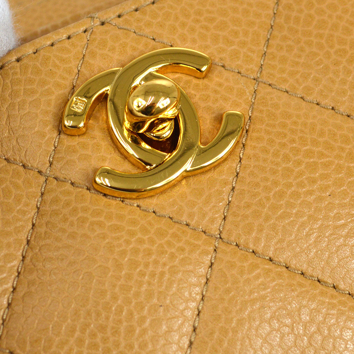 CHANEL 1994-1996 Pocket Camera Bag Mini Beige Caviar