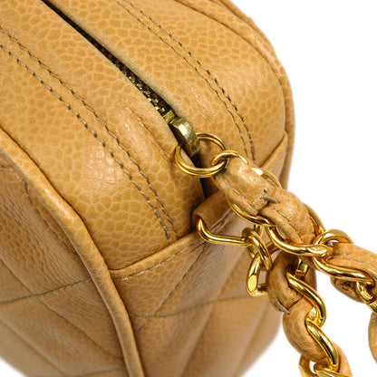 CHANEL 1994-1996 Pocket Camera Bag Mini Beige Caviar