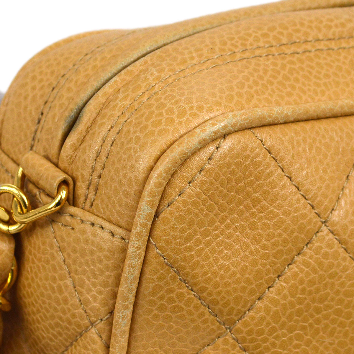 CHANEL 1994-1996 Pocket Camera Bag Mini Beige Caviar
