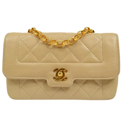 CHANEL 1991-1994 Beige Lambskin Border Flap Mini