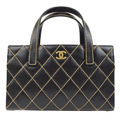 CHANEL 2004 Black Calfskin Wild Stitch Handbag