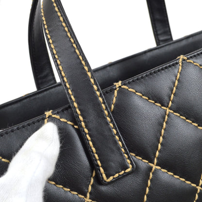 CHANEL 2004 Black Calfskin Wild Stitch Handbag