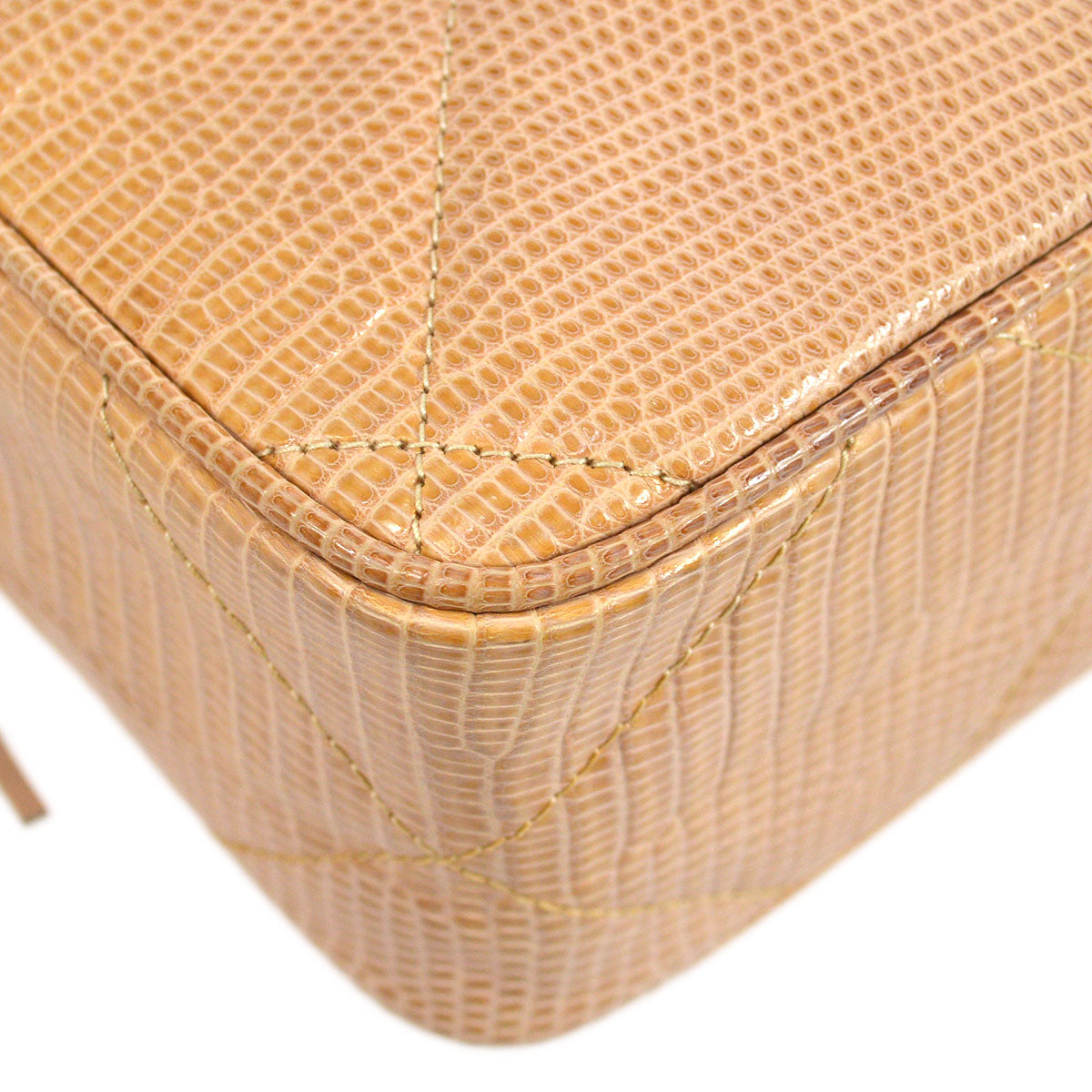 CHANEL * 1986-1988 Beige Lizard Diamond Camera Bag Mini