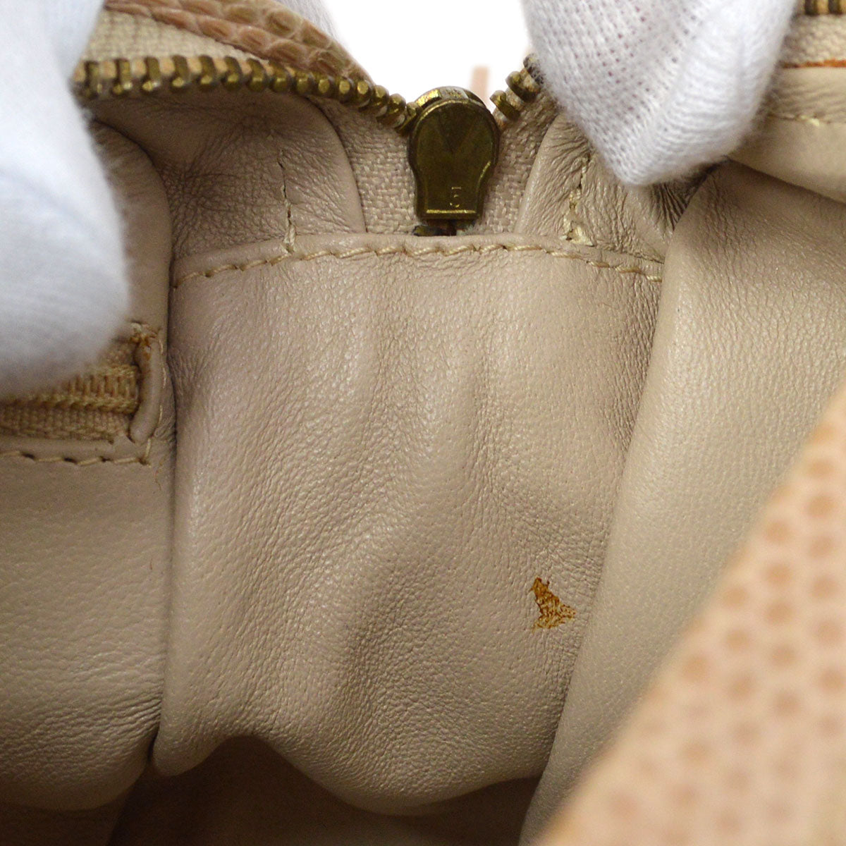CHANEL * 1986-1988 Beige Lizard Diamond Camera Bag Mini
