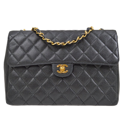CHANEL 2000-2001 Classic Flap Jumbo Black Caviar