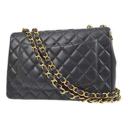 CHANEL 2000-2001 Classic Flap Jumbo Black Caviar