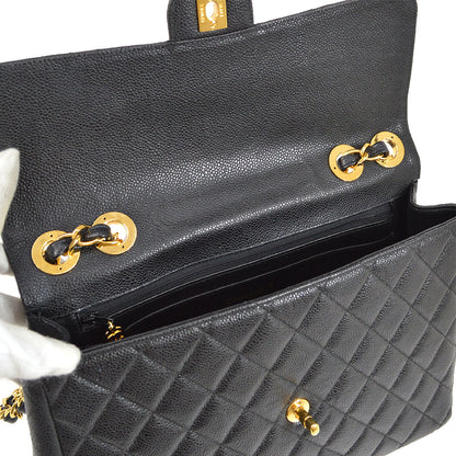 CHANEL 2000-2001 Classic Flap Jumbo Black Caviar