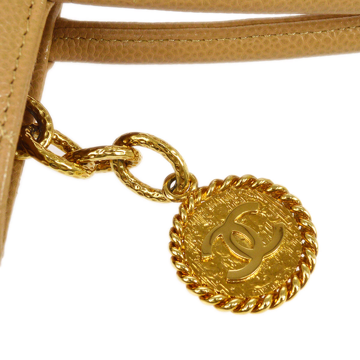 CHANEL 2003-2004 Beige Caviar Medallion Tote