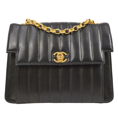 CHANEL 1991-1994 Black Lambskin Vertical Flap Bag Small