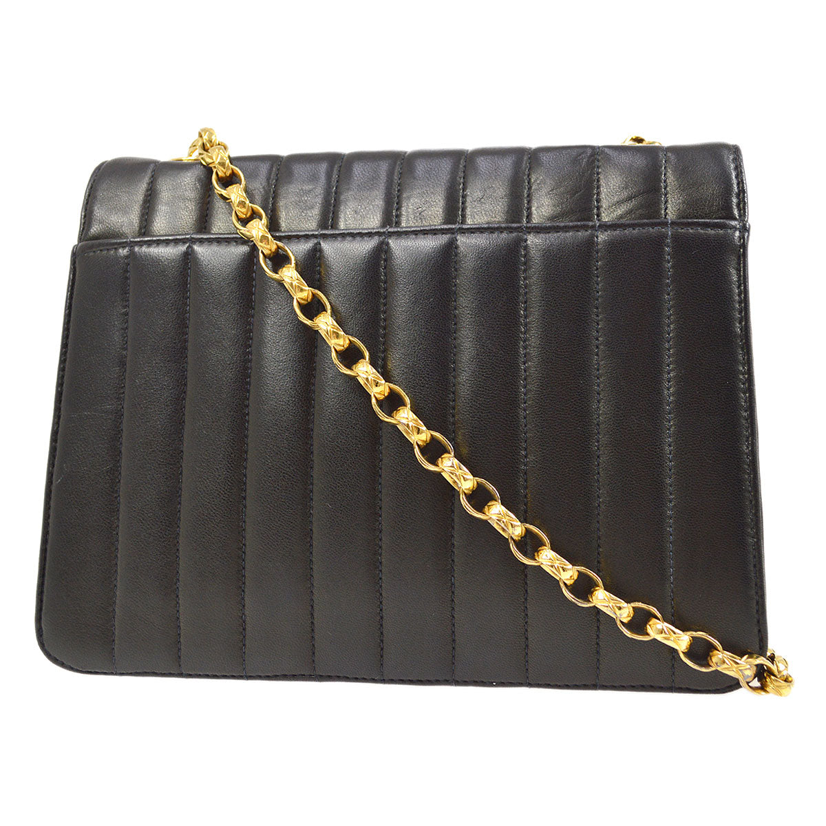 CHANEL 1991-1994 Black Lambskin Vertical Flap Bag Small