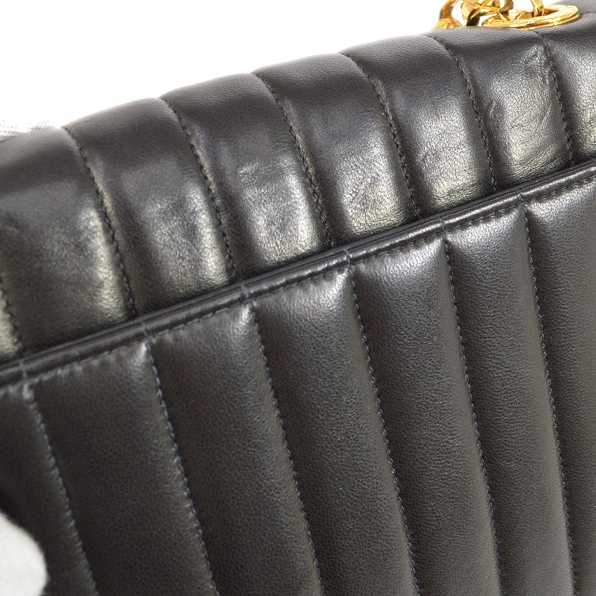 CHANEL 1991-1994 Black Lambskin Vertical Flap Bag Small