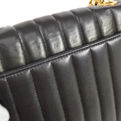 CHANEL 1991-1994 Black Lambskin Vertical Flap Bag Small