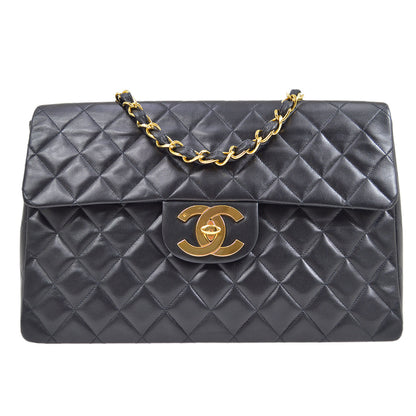 CHANEL 1995 Black Lambskin Classic Flap Maxi