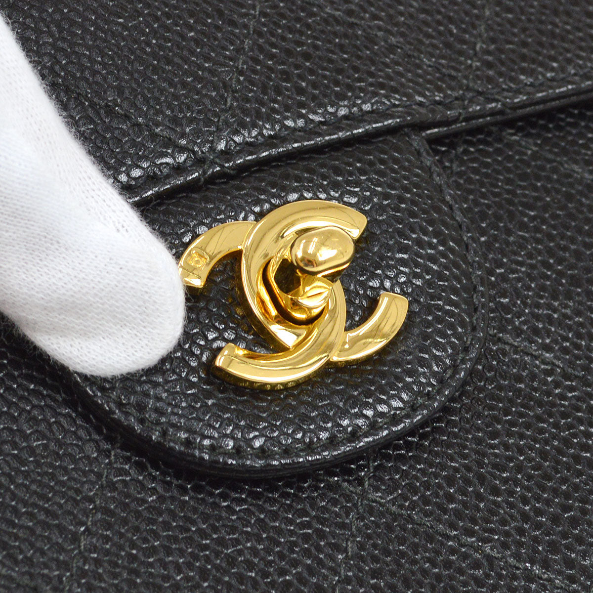 CHANEL 1998 Classic Flap Sellier Jumbo Black Caviar
