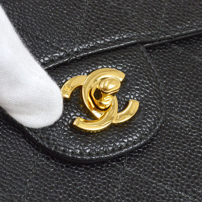 CHANEL 1998 Classic Flap Sellier Jumbo Black Caviar
