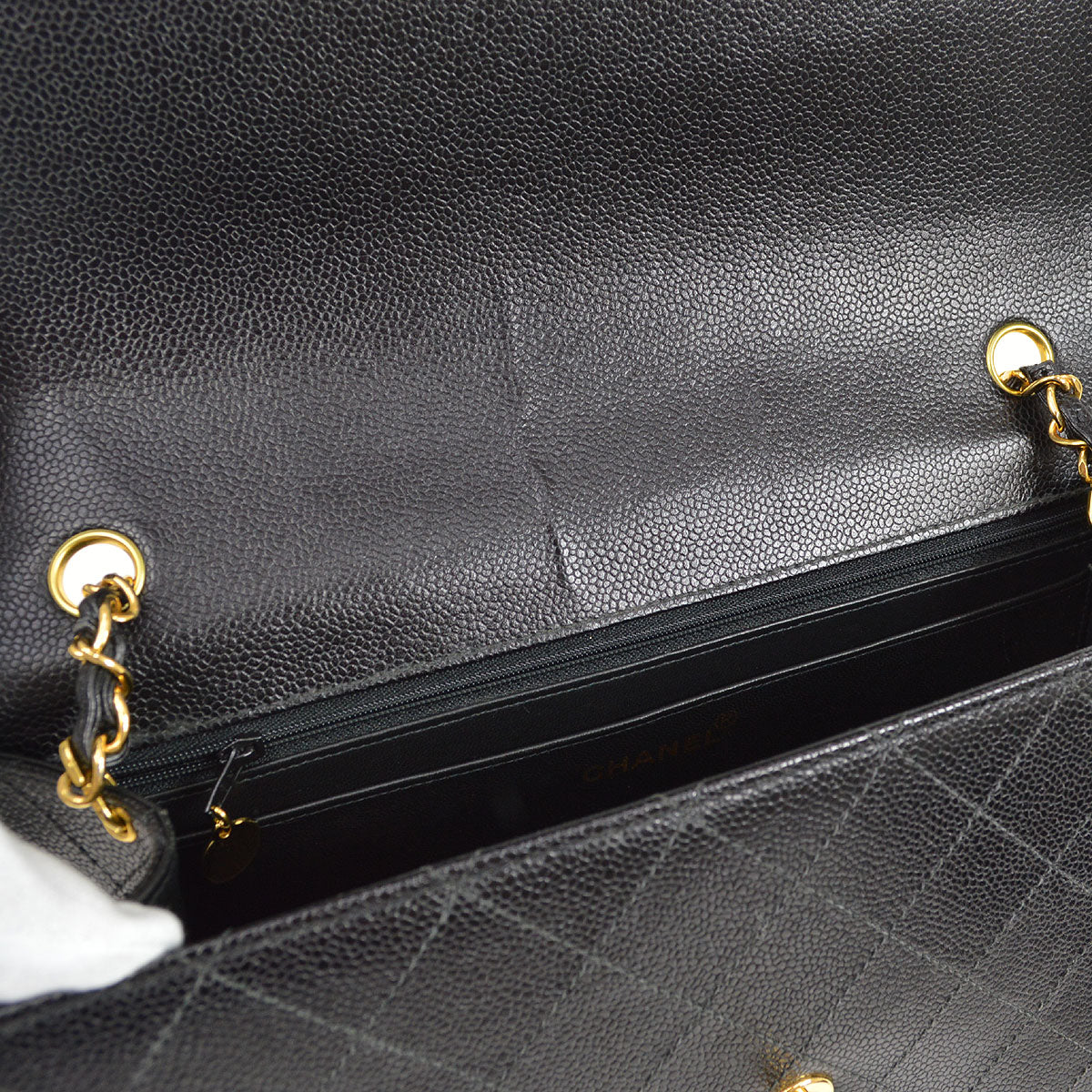 CHANEL 1998 Classic Flap Sellier Jumbo Black Caviar