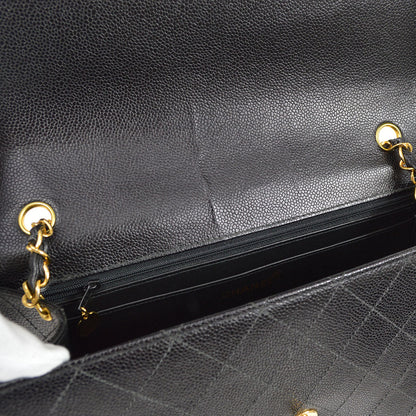 CHANEL 1998 Classic Flap Sellier Jumbo Black Caviar