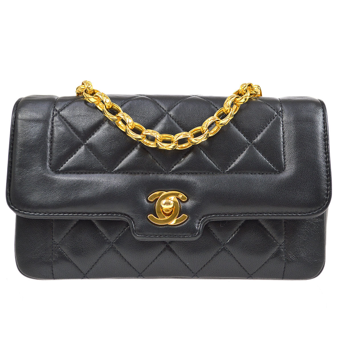 CHANEL 1991-1994 Border Flap Mini Black Lambskin